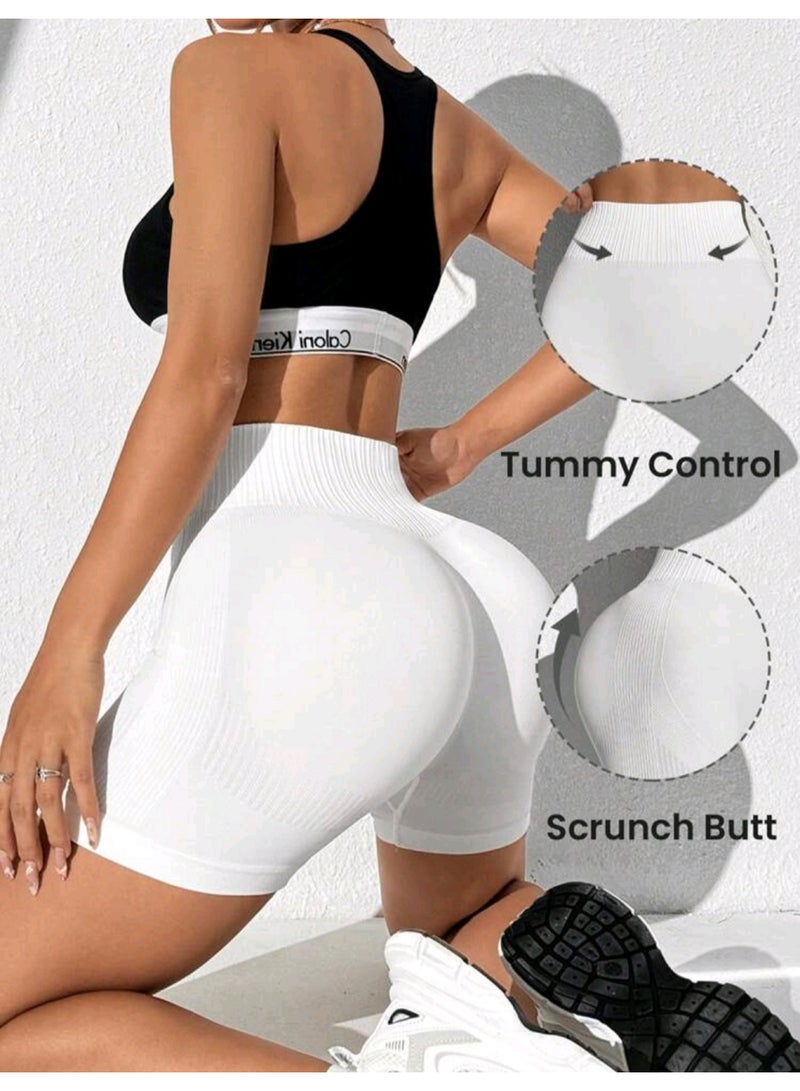 Sweet Cathy Biker Shorts Seamless High Waist Scrunch Butt Sports Tummy Control Butt Lift Stretchable Tights Waist Compression Fitness Gym for Women - Image 4
