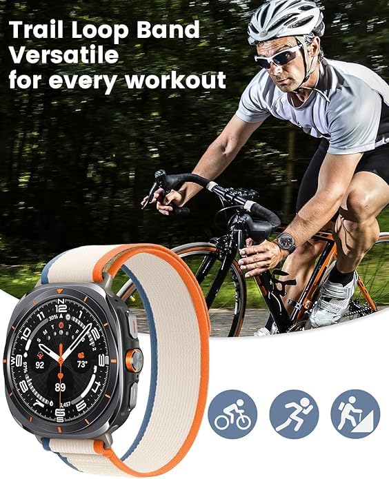 Meyaar Trail Loop Compatible with Samsung Galaxy Watch Ultra 47mm (2025/2024), Breathable Elastic Trail Loop Nylon Sport Band Adjustable Replacement Wristbands for Galaxy Watch Ultra 2025/2024 (Cream Orange) - Image 5