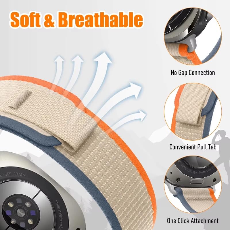 Meyaar Trail Loop Compatible with Samsung Galaxy Watch Ultra 47mm (2025/2024), Breathable Elastic Trail Loop Nylon Sport Band Adjustable Replacement Wristbands for Galaxy Watch Ultra 2025/2024 (Cream Orange) - Image 4