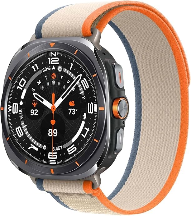 Meyaar Trail Loop Compatible with Samsung Galaxy Watch Ultra 47mm (2025/2024), Breathable Elastic Trail Loop Nylon Sport Band Adjustable Replacement Wristbands for Galaxy Watch Ultra 2025/2024 (Cream Orange) - Image 3