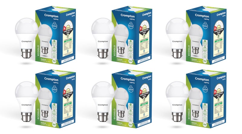 Crompton Param LED Bulb | 9W | Cool Day Light | B22 Base | 180 Degree Coverage | 4kV Surge Protection | 440V High Voltage Protection | Pack of 6 - Image 1