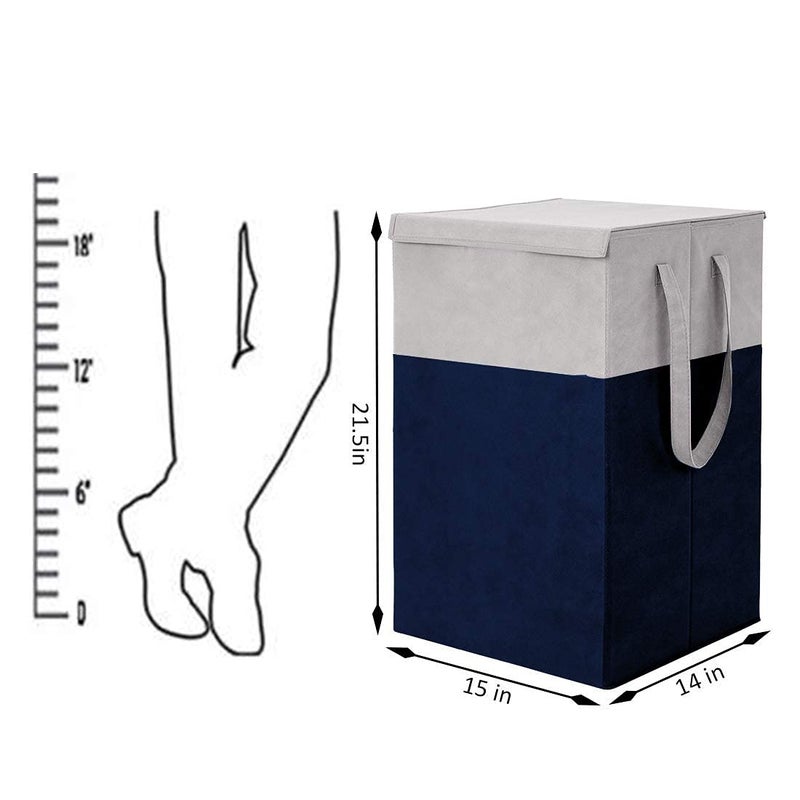 WhiteKrafts 68 L Laundry Basket for Clothes With Lid and Handles Durable and Collapsible Laundry Clothes Toys storage Bag Foldable Laundry Bin for Dirty Clothes Pack GreyBlue - Image 2