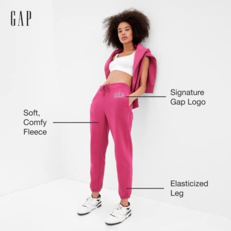 GAP womens V-gap Heritage Jogger Sweatpants for casual wear, cotton blend fabric, black color, relaxed fit and ribbed cuffs - Image 4