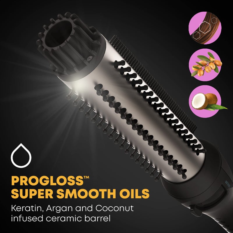 Revamp Progloss Volume & Wave Ceramic Heated Brush – Curling Iron Brush with Retractable 1.25” Bristles, Ceramic Barrel Infused with Progloss Oils for Frizz-Free Shine – Auto-Off & 9’ Swivel Cord - Image 2