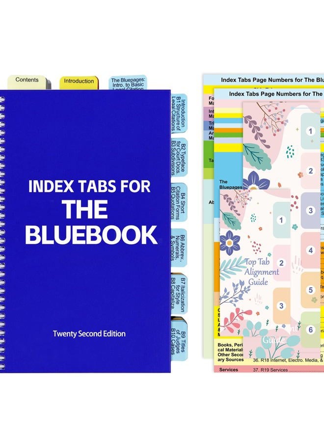 Tojoyify Index Tabs for The Bluebook 22nd Edition, Complete Book Tabs Set with Blanks, Bookmarker, Laminated Color-Coded with Alignment Guide & Page Numbers (Book Not Included) - Image 1