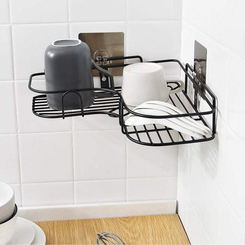Emergity Self-Adhesive Sticker Bathroom Storage Corner Shelf Rack Organizer Shampoo Holder for Bathroom ( Pack of 1 Piece )(Black) - Image 2
