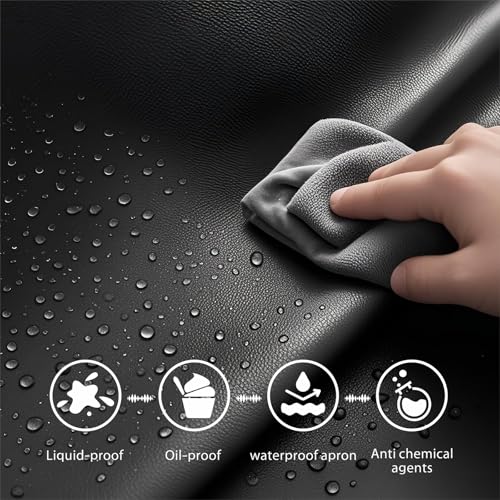 GoldPig 1 Pack Heavy Duty Lightweight Waterproof Rubber Vinyl Aprons, Chemical Resistant Adjustable Bib Extra Long 40" Industrial Work Apron for Grilling Dishwashing Lab Butcher Kitchen - Image 4