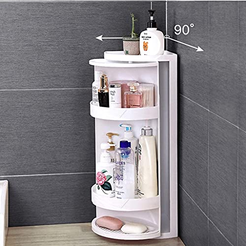 Matiko 360 Rotating Corner Shelves,3 Tier Storage Cabinet Towel Holder Rack, Corner Cabinets With Doors And Shelves For Bathroom Bathtub Toilet Table (Color : White, Plastic,Plastic) - Image 2