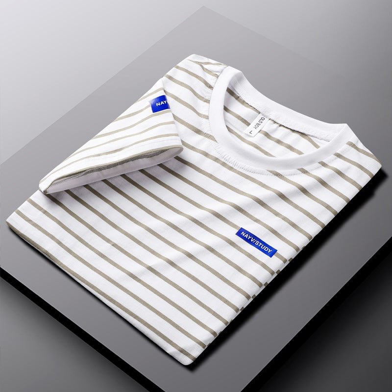 Short-sleeved T-shirt Men's Fashion Classic Striped 2022 New Arrival Men's Spring and Summer Casual Top Korean Style Sea Soul Shirt - Image 1