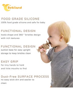 Bebiland Koala Shape Teething Toy, Safe Easy to Hold BPA Free Silicone Teethers, 360° Baby Toothbrush with Suction Base, Teether Toys Best for Baby 6-12 Months (Brown)  - Image 3