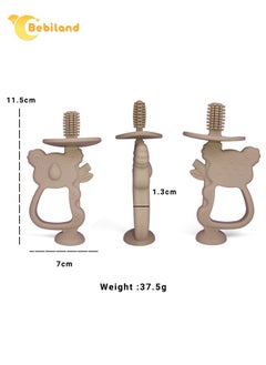 Bebiland Koala Shape Teething Toy, Safe Easy to Hold BPA Free Silicone Teethers, 360° Baby Toothbrush with Suction Base, Teether Toys Best for Baby 6-12 Months (Brown)  - Image 2