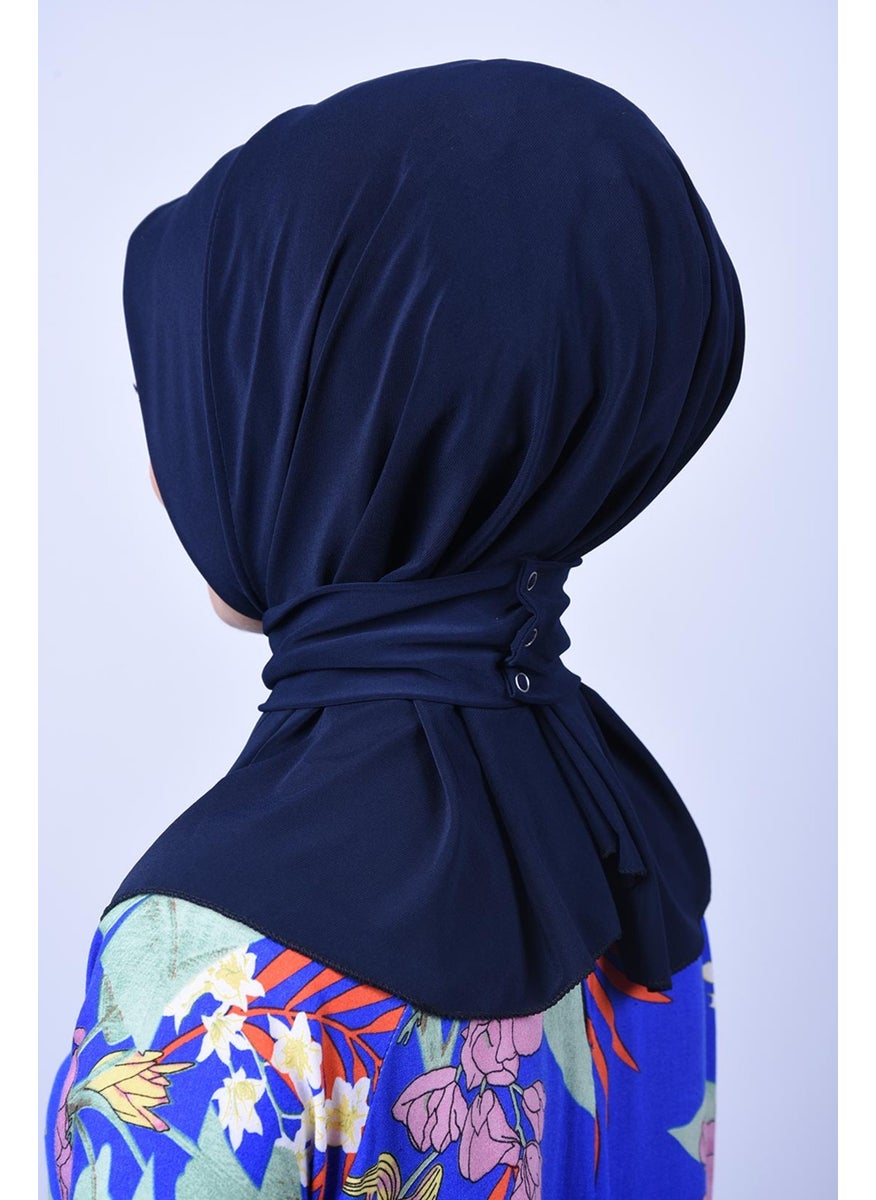 Belifanti Collection Women's Hijab Snap Bone Sandy Hijab Neck Collar Bone Navy Blue  - Image 1