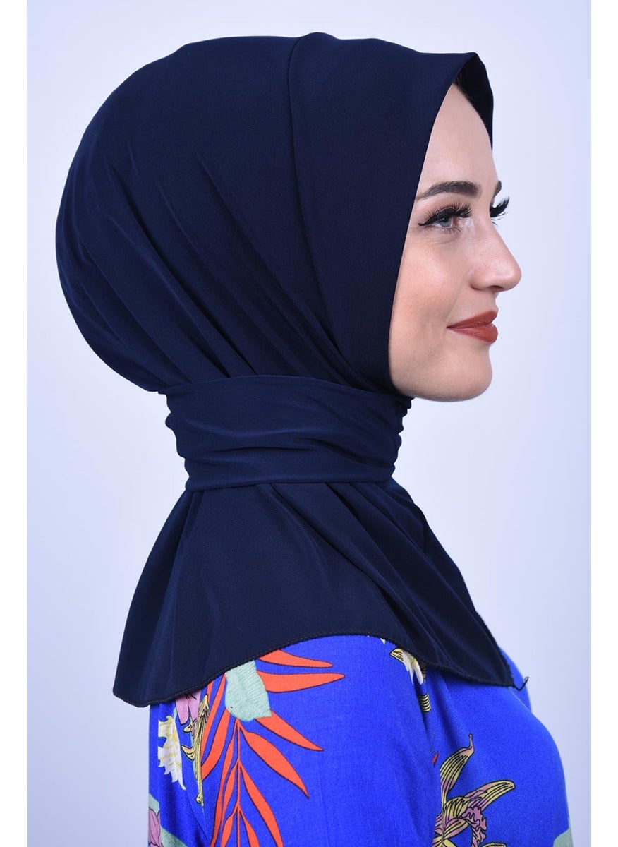 Belifanti Collection Women's Hijab Snap Bone Sandy Hijab Neck Collar Bone Navy Blue  - Image 2