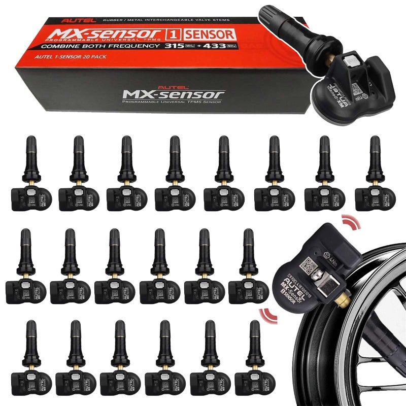 Autel MX Sensor Autel TPMS Sensor Set of 20 Programmable Sensors OELevel for Tire PressureTire Pressure 2 in 1 315MHz433MHz Pressin Programmable by TS508 TS408 TS508WF TS608 MS906TS MS906PROTS