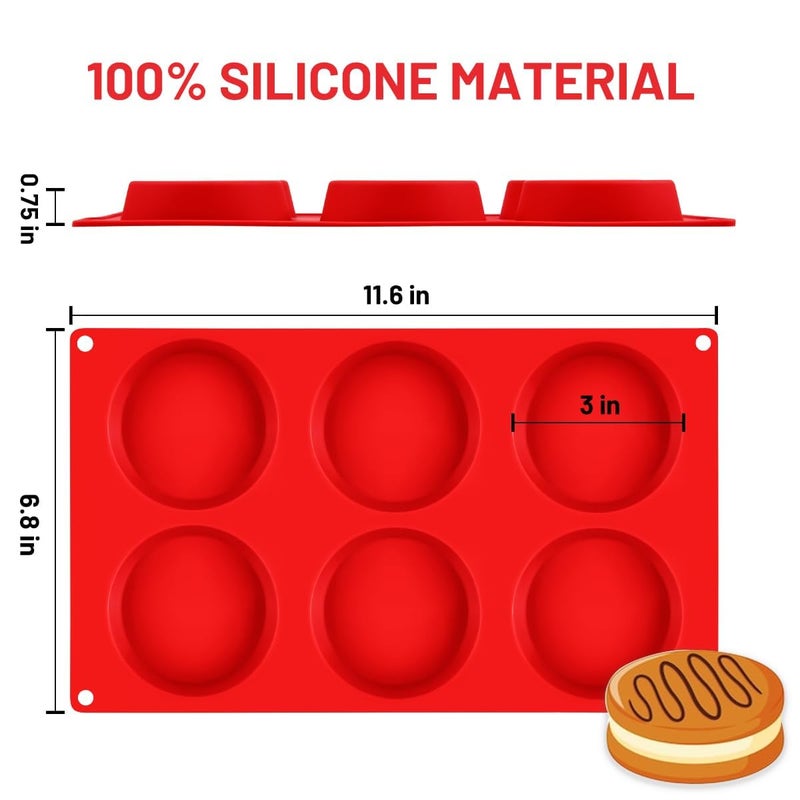 CAKETIME Muffin Top Pan, Silicone Egg Molds for Breakfast Sandwiches 3 Inch Round Silicone Baking Molds for Baking English Muffins, Whoopie Pies, Corn Bread, Egg Bites, Tarts 3 Pack - Image 2