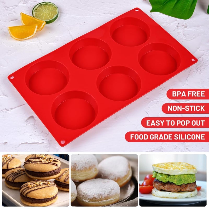 CAKETIME Muffin Top Pan, Silicone Egg Molds for Breakfast Sandwiches 3 Inch Round Silicone Baking Molds for Baking English Muffins, Whoopie Pies, Corn Bread, Egg Bites, Tarts 3 Pack - Image 4