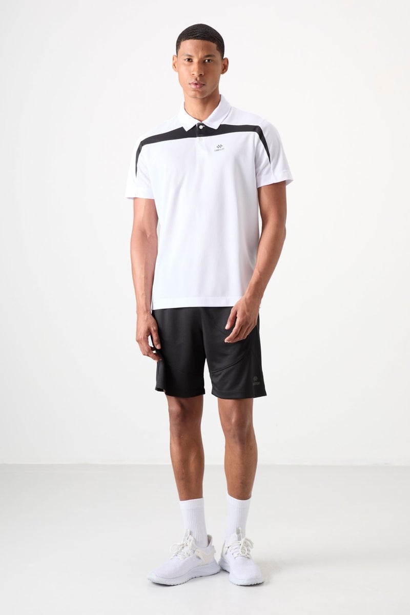 Tommy Life White Polyester Breathable Textured Thin Flexible Standard Fit Polo Collar Men's Performance T-Shirt - 88392  - Image 4