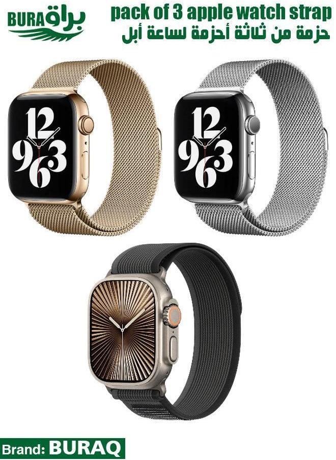 BURAQ - Apple Watch Band Strap For Apple Watch Ultra 2/Ultra 49mm, Series 10 46mm, 9/8/7 45mm, SE2/SE/6/5/4 44mm, 3/2/1 42mm - Image 1