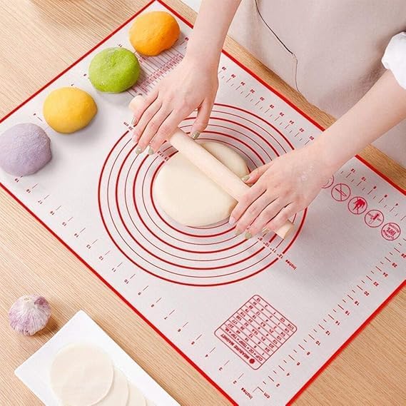 NETZILLA NAVA PAVA Thick Non Stick Baking Mat Fondant MatCounter MatDough Rolling Mat Oven Liner Pie Crust Mat Silicone Pastry Mat for Baking Dough Rolling Mat40cm x 60cm - Image 1