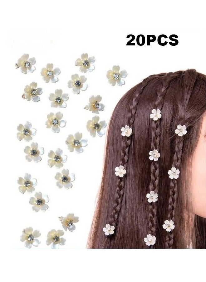 مشابك شعر على شكل زهرة، 20 قطعة، مشابك شعر صغيرة على شكل زهرة مع مشابك مخلب معدنية من الكريستال، مشابك شعر لامعة بمشبك جانبي غير قابل للانزلاق، إكسسوارات شعر للنساء والفتيات - Image 1