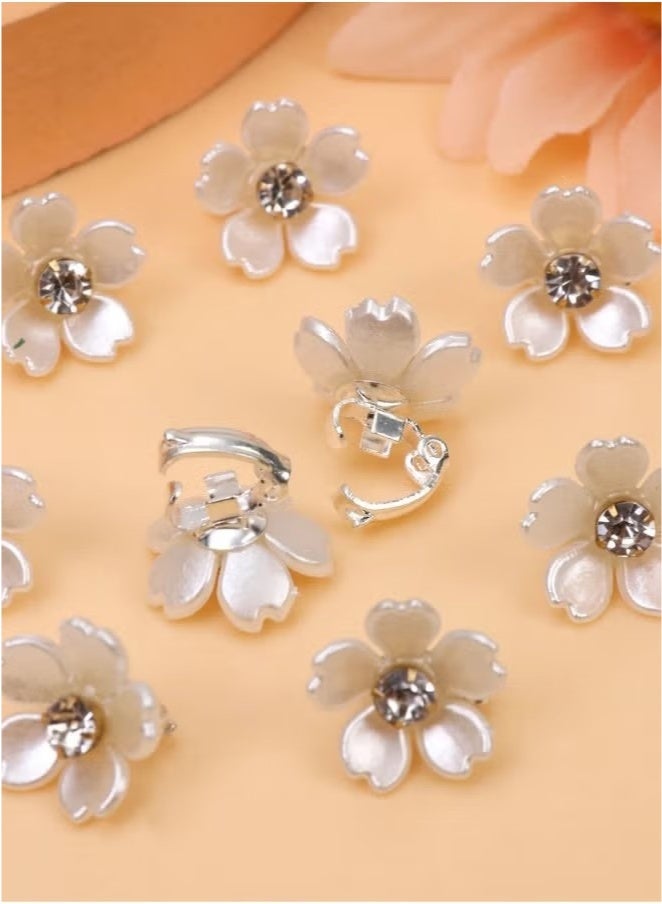 مشابك شعر على شكل زهرة، 20 قطعة، مشابك شعر صغيرة على شكل زهرة مع مشابك مخلب معدنية من الكريستال، مشابك شعر لامعة بمشبك جانبي غير قابل للانزلاق، إكسسوارات شعر للنساء والفتيات - Image 2