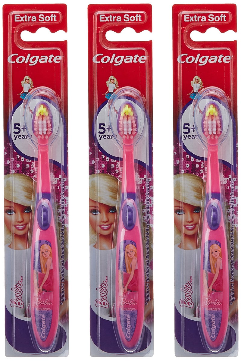 Colgate فرشاة أسنان كولجيت للأطفال باربي (عبوة من 3)