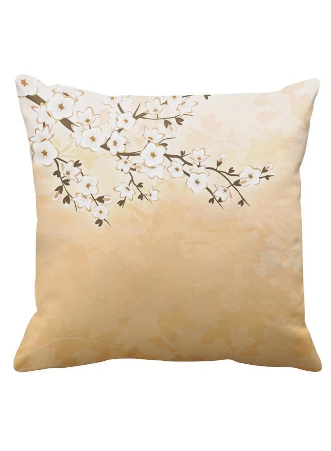 ArtSocket Set of 4 Throw Pillow Covers Japanese Zen Tree Eastern Nature Home Flowers Cherry Blossom Beige Cream Decorative Pillow Cases Home Decor Square 22x22 Inches Pillowcases - Image 3