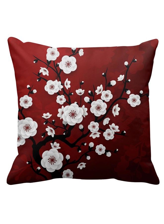 ArtSocket Set of 4 Throw Pillow Covers Japanese Zen Tree Eastern Nature Home Flowers Cherry Blossom Beige Cream Decorative Pillow Cases Home Decor Square 22x22 Inches Pillowcases - Image 5