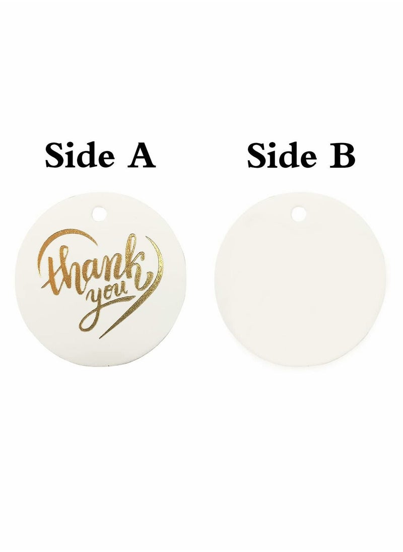 Y&D Thank You Tags, 100Pcs Gift Hang Tags with 100 Metallic Elastic Cords for Wedding Birthday Wrap Baby Shower Favors and Craft Homemade Gifts  - Image 2