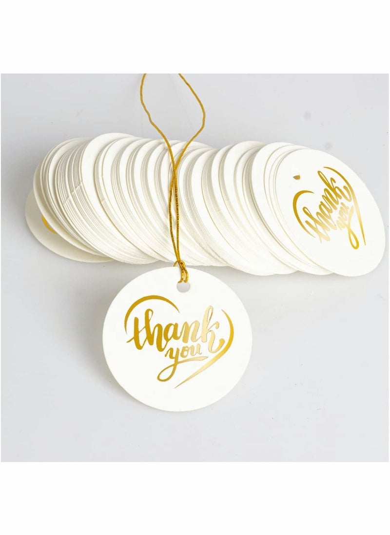 Y&D Thank You Tags, 100Pcs Gift Hang Tags with 100 Metallic Elastic Cords for Wedding Birthday Wrap Baby Shower Favors and Craft Homemade Gifts  - Image 5
