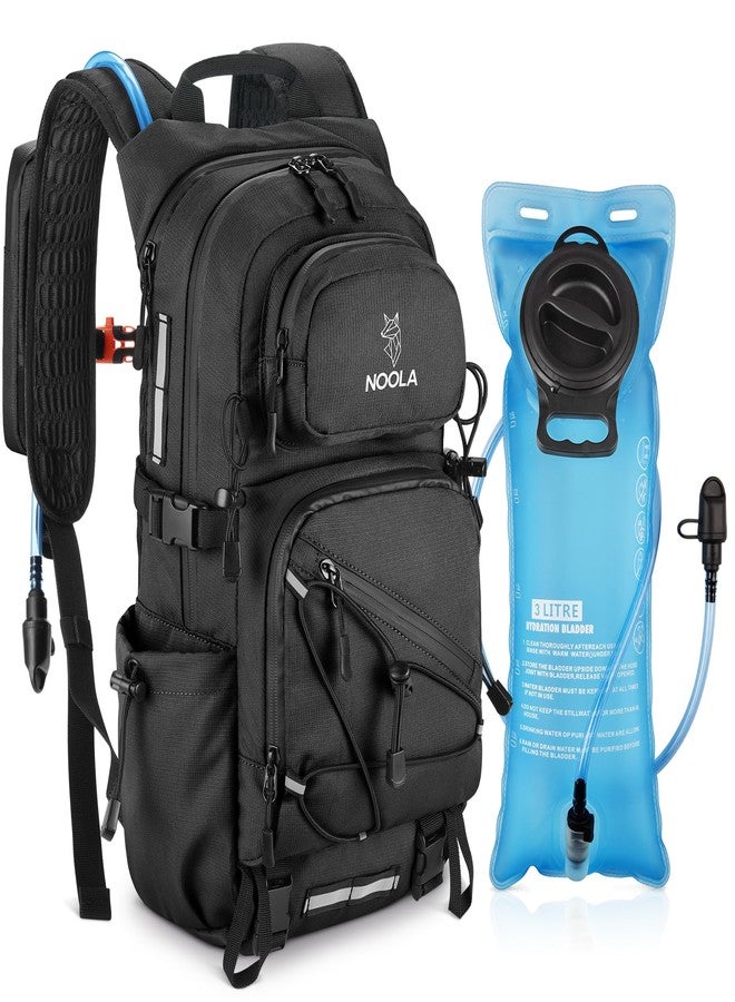 NOOLA Hydration Backpack with 3L Water Bladder - 22L Water Backpack for Hiking, Cycling, Running, Biking - Lightweight Hiking Pack Bag with Rain Cover, Phone Holder and Trekking Pole Holders, Black - Image 1