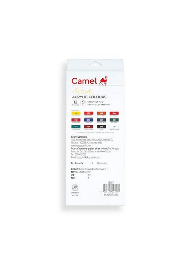 Camel Artist Acrylic Color Box 9Ml Tubes,12 Shades,Multicolor - Image 2