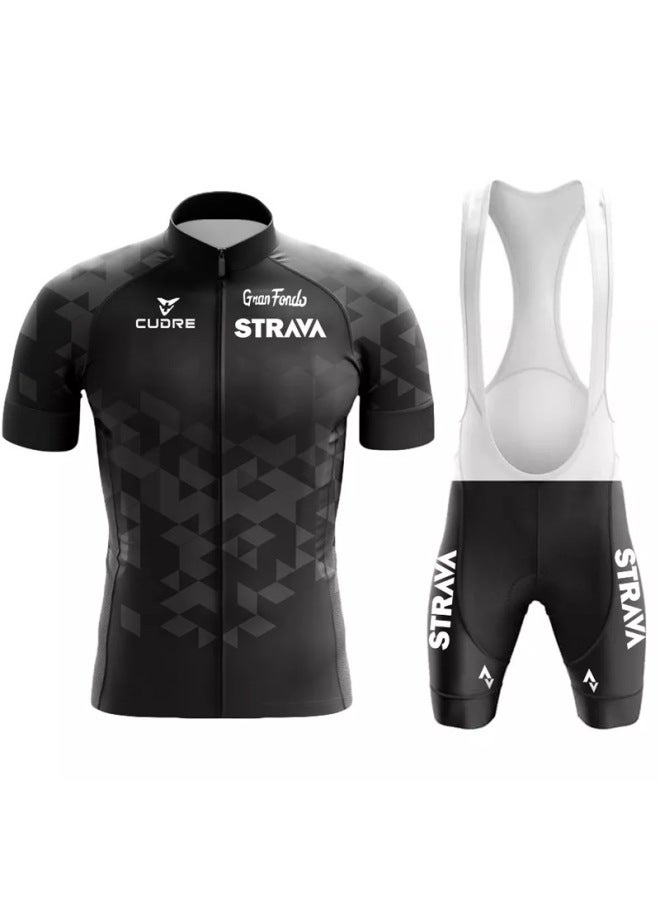 Hot Strava Short-sleeved Cycling Suit Men's Mountain Bike Road Bike Cycling Suit Quick-penetrating Cycling Suit