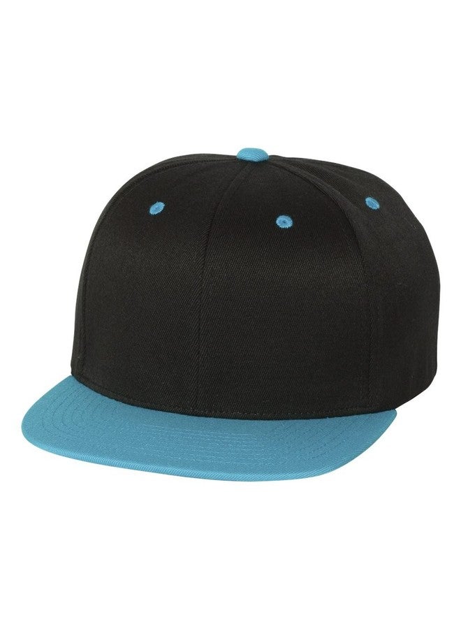 Flexfit/Yupoong 110F,110FT One Ten Snapback Hat Cap (Black/Teal) - Image 1