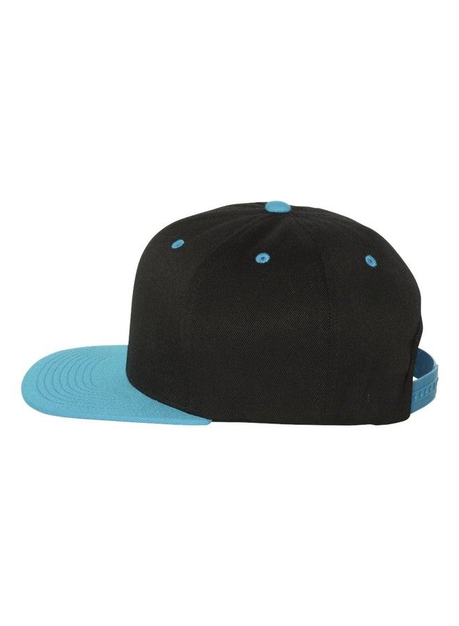Flexfit/Yupoong 110F,110FT One Ten Snapback Hat Cap (Black/Teal) - Image 2