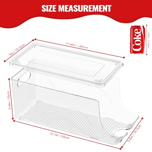 SCAVATA 2 Pack Stackable Refrigerator Organizer, Soda Can Dispenser Pop Cans Container Beverage Holder with Lid for Fridge, Freezer, Kitchen, Clear Plastic Storage Bins-Holds 10 Cans Each (Clear) - Image 4