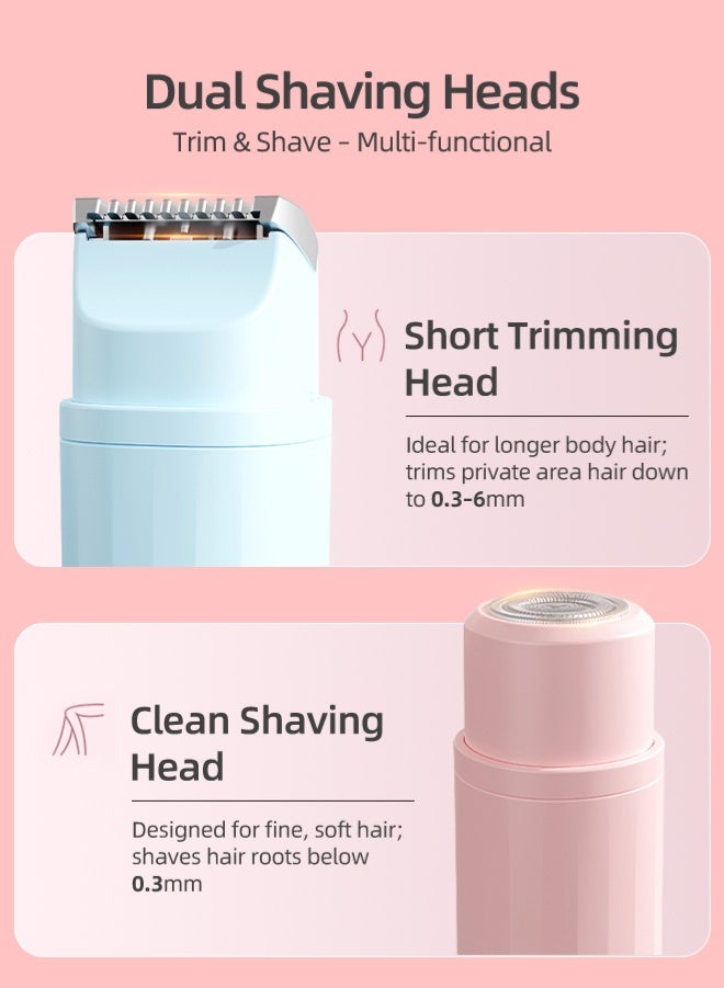 Zcheer 2-in-1 Portable Electric Hair Remover, Facial Hair Removal for Women, Portable Lady Hair Shaver, Rechargeable Painless Facial Hair Shaver with Dual Heads for Close & Trim Modes, Suitable for Lips, Nose, Chin, Face, Fingers, Arms, Legs, Underarms and Full Body Use - Image 3