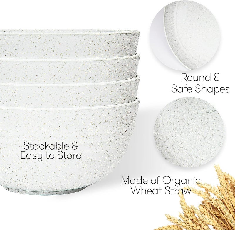SWEVEN Wheat Straw Dinnerware Sets | Unbreakable Dinnerware Sets | Dishwasher Microwave Safe Dinnerware | Eco Friendly Non Breakable Dinnerware Sets | RV Outdoor Camping (White, Service for 4 (16 pcs)) - Image 3