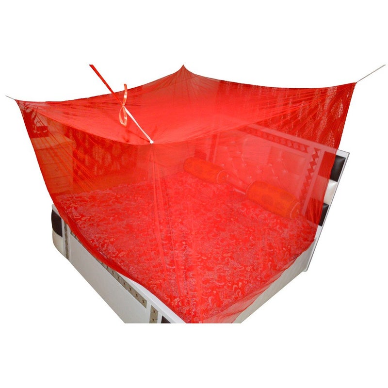 Creative Textile شبكة ناموسية معلقة من الأقمشة الإبداعية I مشارداني لسرير مزدوج I ستارة دائرية للغرفة I تبقي الحشرات والذباب بعيدًا - أحمر - Image 5