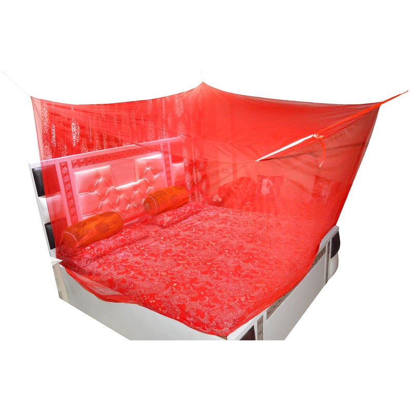 Creative Textile شبكة ناموسية معلقة من الأقمشة الإبداعية I مشارداني لسرير مزدوج I ستارة دائرية للغرفة I تبقي الحشرات والذباب بعيدًا - أحمر - Image 1