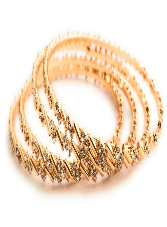 Sasitrends Copper One Gram Gold Plated Stone Bangles for Women and Girls - Set of 4 - Image 5