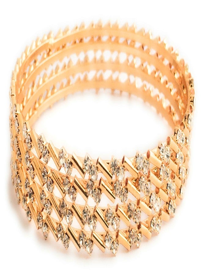 Sasitrends Copper One Gram Gold Plated Stone Bangles for Women and Girls - Set of 4 - Image 1