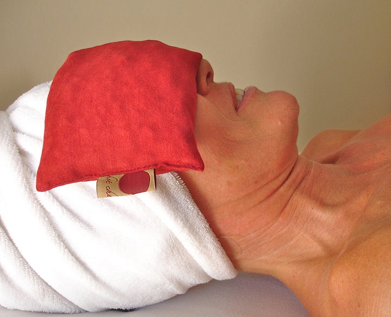 Hot Cherry Eye Pillow Red Ultra Suede Cherry Pit-Stone Pack, Microwavable Hot/Cold Compress, Sustainable Heat Pack, Moist Heat, Headache Pain Relief, Yoga Gift - Image 3