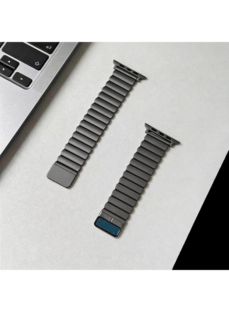 سزوكست متوافق مع سوار Apple Watch مقاس 42 مم و 44 مم و 45 مم و 46 مم و 49 مم للنساء والرجال، أحزمة ساعات مغناطيسية من الفولاذ المقاوم للصدأ لـ iWatch Ultra 3/2/1 Series 11 10 9 8 7 6 5 4 3 2 1 SE Titanium Grey - Image 3