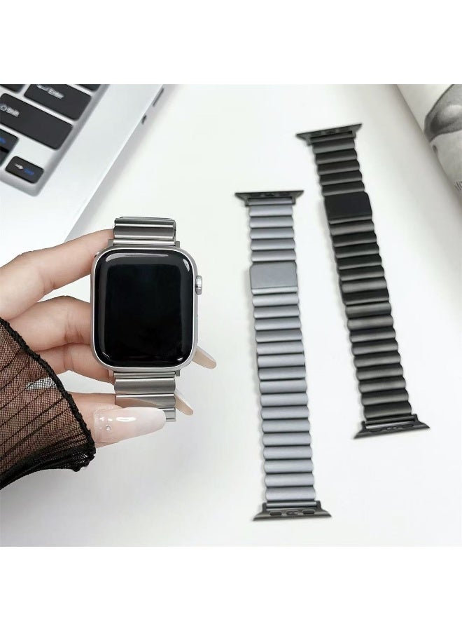 سزوكست متوافق مع سوار Apple Watch مقاس 42 مم و 44 مم و 45 مم و 46 مم و 49 مم للنساء والرجال، أحزمة ساعات مغناطيسية من الفولاذ المقاوم للصدأ لـ iWatch Ultra 3/2/1 Series 11 10 9 8 7 6 5 4 3 2 1 SE Titanium Grey - Image 4