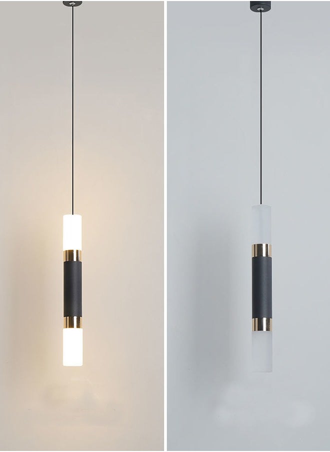 Generic Modern LED Pendant Lamp, Modern Adjustable Height Dimmable Cylinder Lamp,3000K Gold and Black Acrylic Light forDining, Living, Bedroom, Kitchen Island & Office  - Image 2