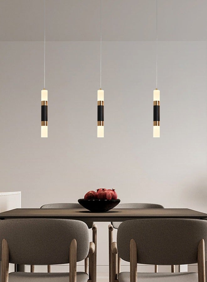 Modern LED Pendant Lamp, Modern Adjustable Height Dimmable Cylinder Lamp,3000K Gold and Black Acrylic Light forDining, Living, Bedroom, Kitchen Island & Office  - Image 4
