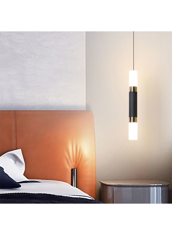 لمبة معلقّة LED مع ترقية 2025، لامبة أسطوانية حديثة с регулируемой высотой и регулируемой яркостью، لامبة أكريليك ذهبية وسوداء بـ 3000K للطعام والغرفة المعيشة والغرفة النوم وجزر المطبخ والمكتب - Image 3