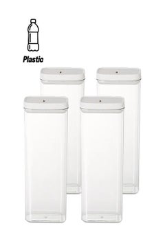 Transparent Sealed jars, Food-Grade Plastic Can Sealed Storage Box: Airtight Pantry Organizer 4 Pieces Set for Spices, Legumes, Rice, Cereals , Coffee. 1.8L