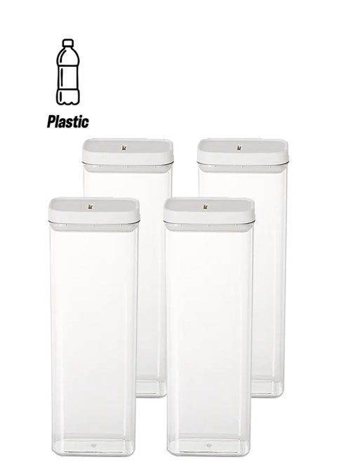Transparent Sealed jars, Food-Grade Plastic Can Sealed Storage Box: Airtight Pantry Organizer 4 Pieces Set for Spices, Legumes, Rice, Cereals , Coffee. 1.8L